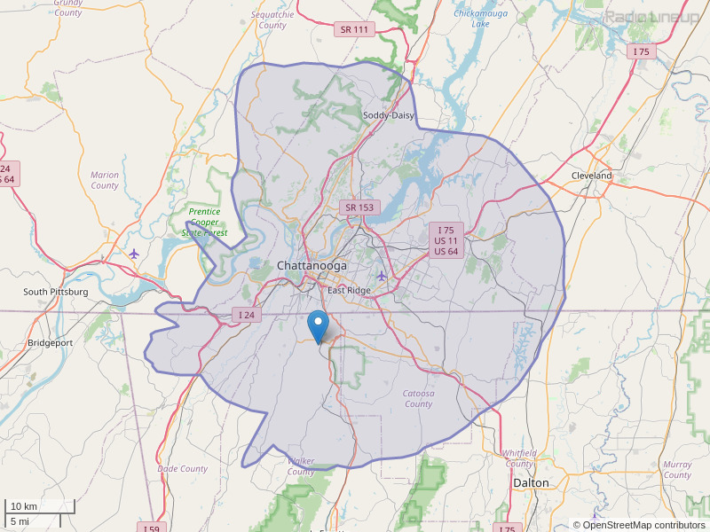 WJBP-FM Coverage Map