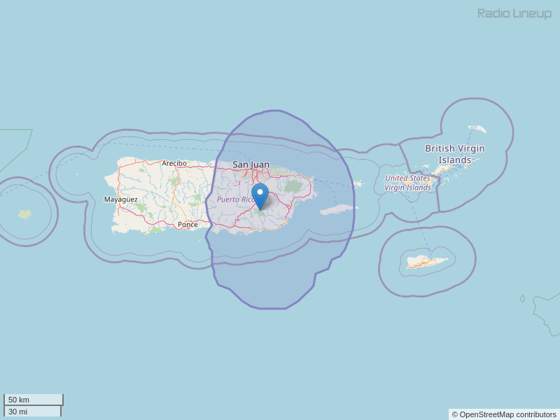 WIDA-FM Coverage Map