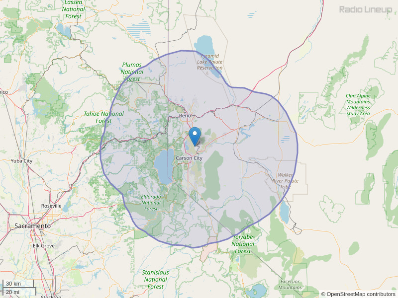 KNEV-FM Coverage Map