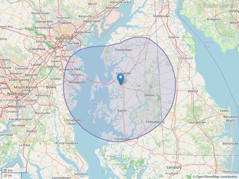 WCEI-FM Coverage Map