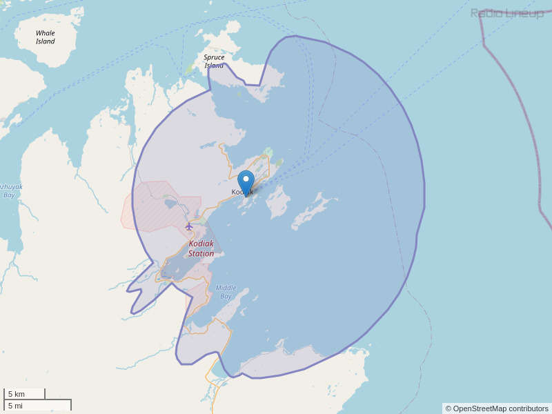 KVOK-FM Coverage Map