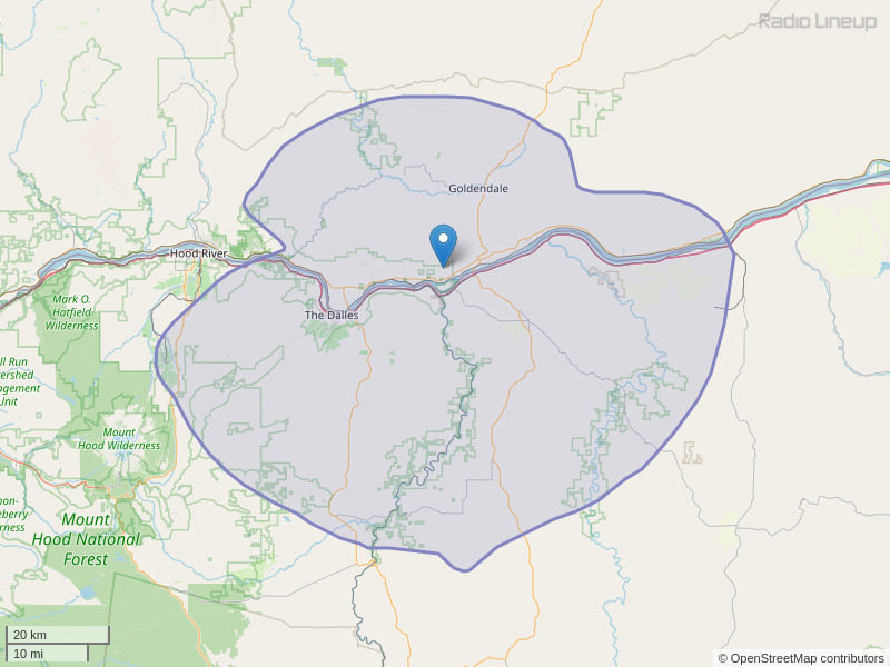 KYYT-FM Coverage Map