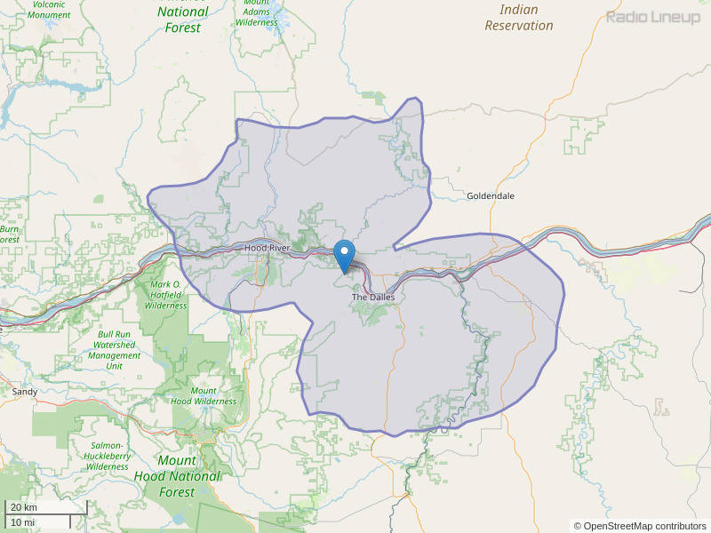 KMSW-FM Coverage Map