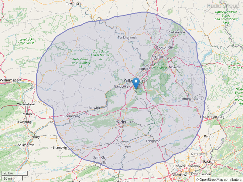WBSX-FM Coverage Map