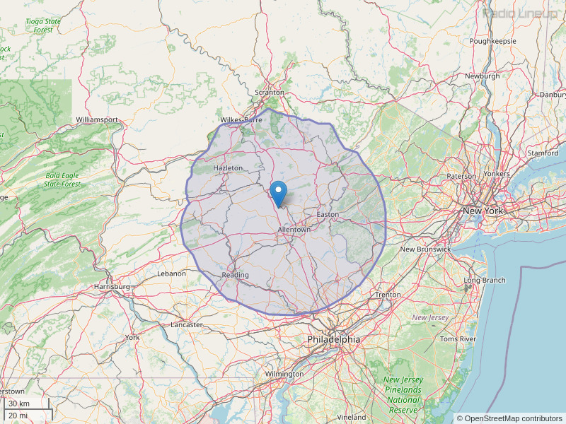 WAEB-FM Coverage Map