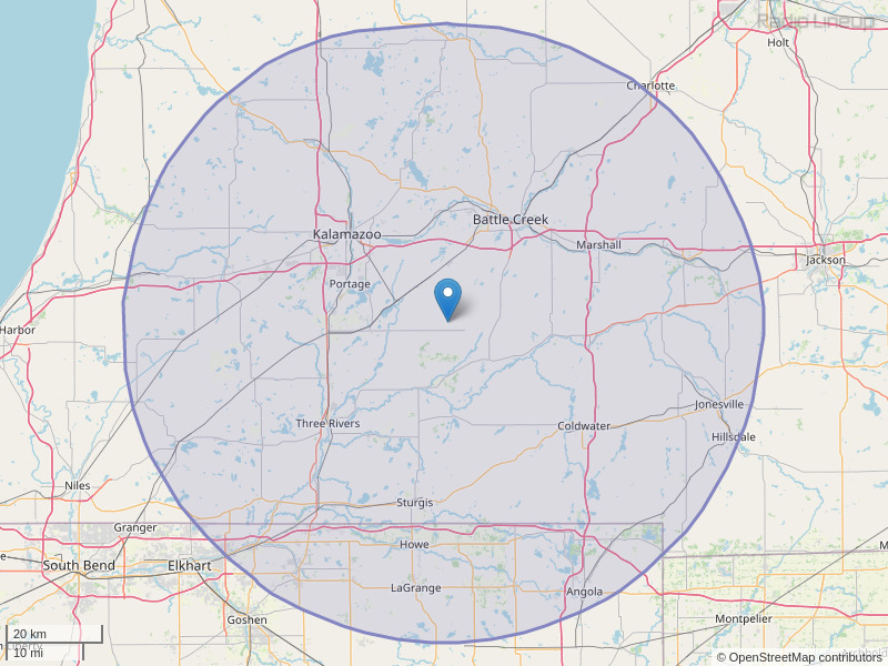 WRKR-FM Coverage Map