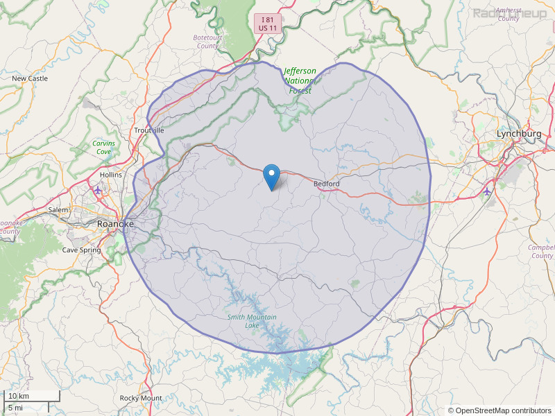 WZZI-FM Coverage Map