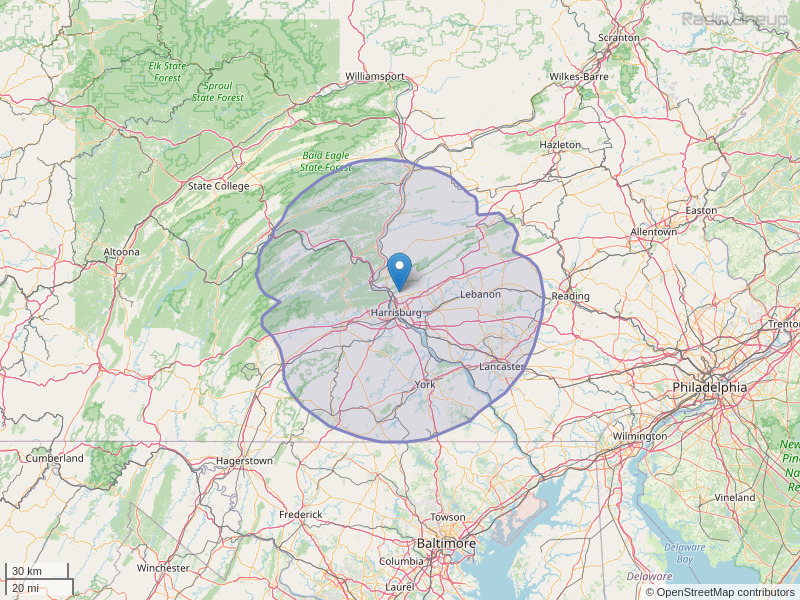 WRVV-FM Coverage Map