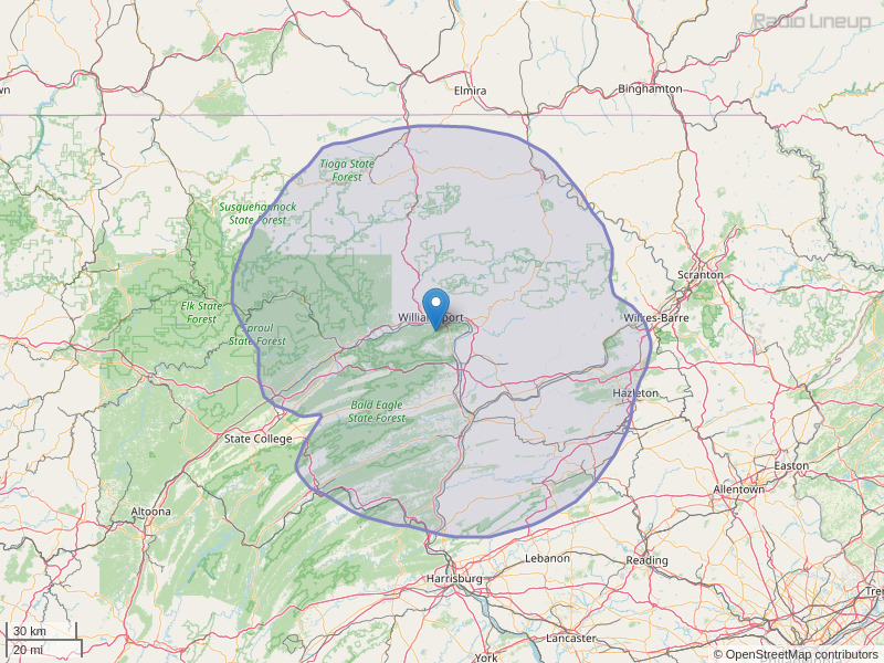 WKSB-FM Coverage Map