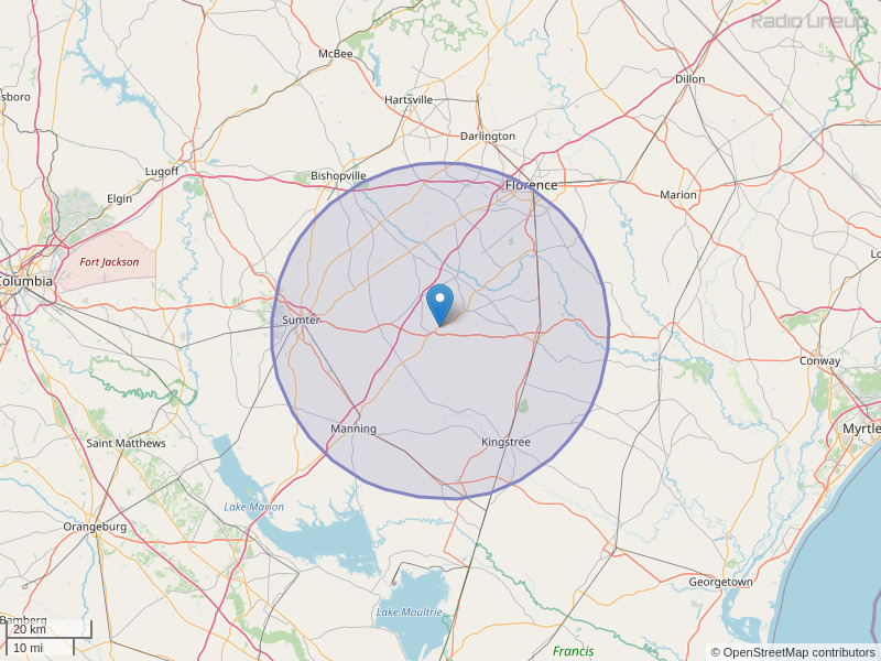 WWKT-FM Coverage Map