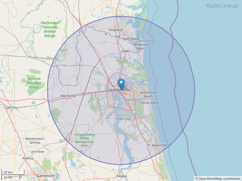 WGNE-FM Coverage Map