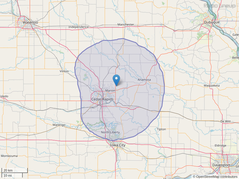 KOSY-FM Coverage Map