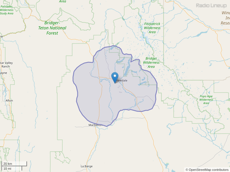 KFZE-FM Coverage Map