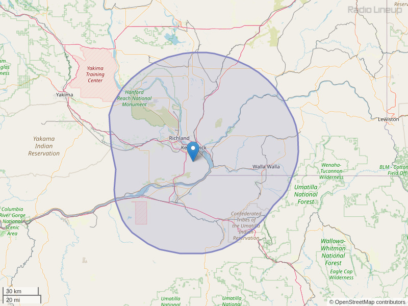 KORD-FM Coverage Map