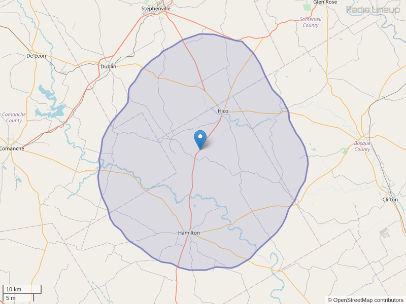 KCBN-FM Coverage Map