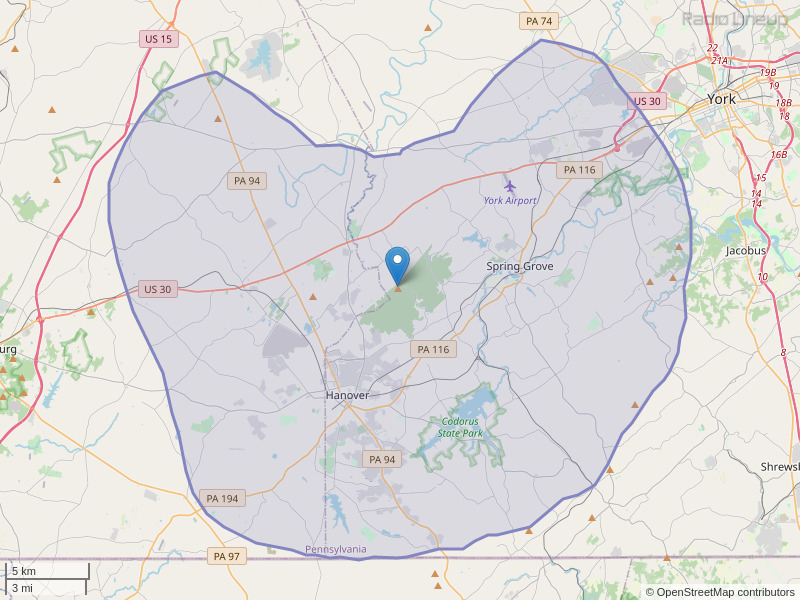 WZXY-FM Coverage Map