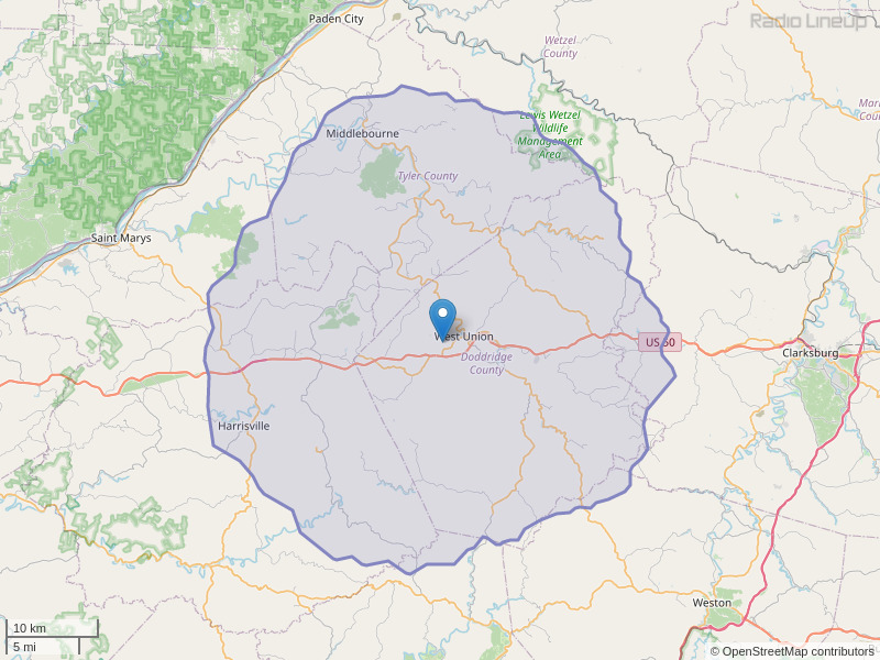 WVGV-FM Coverage Map