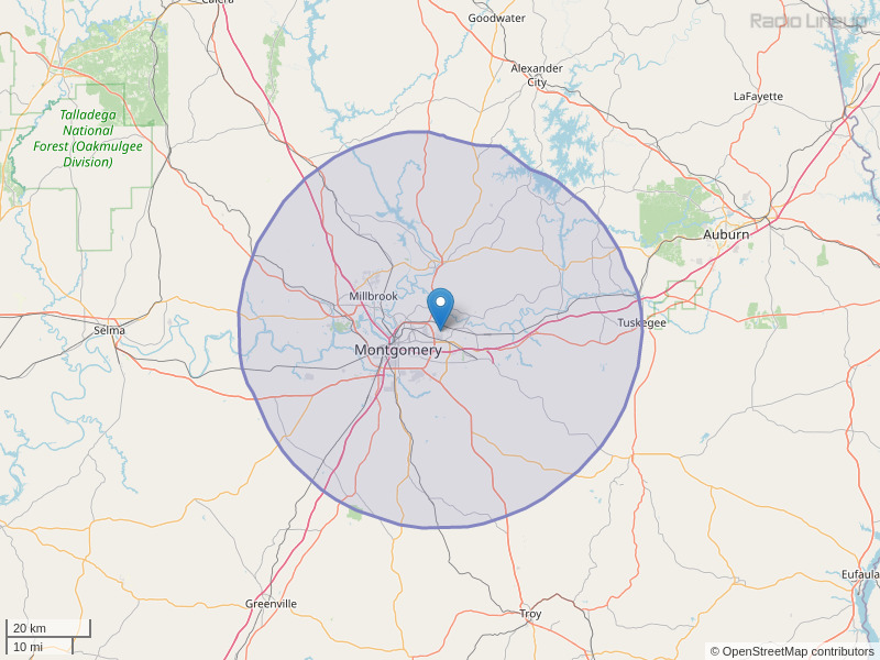 WXFX-FM Coverage Map