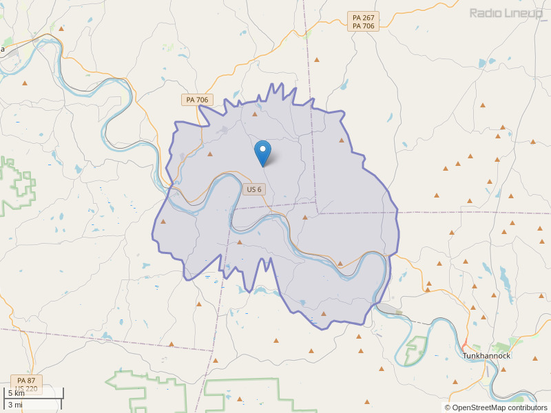 WPAL-FM Coverage Map