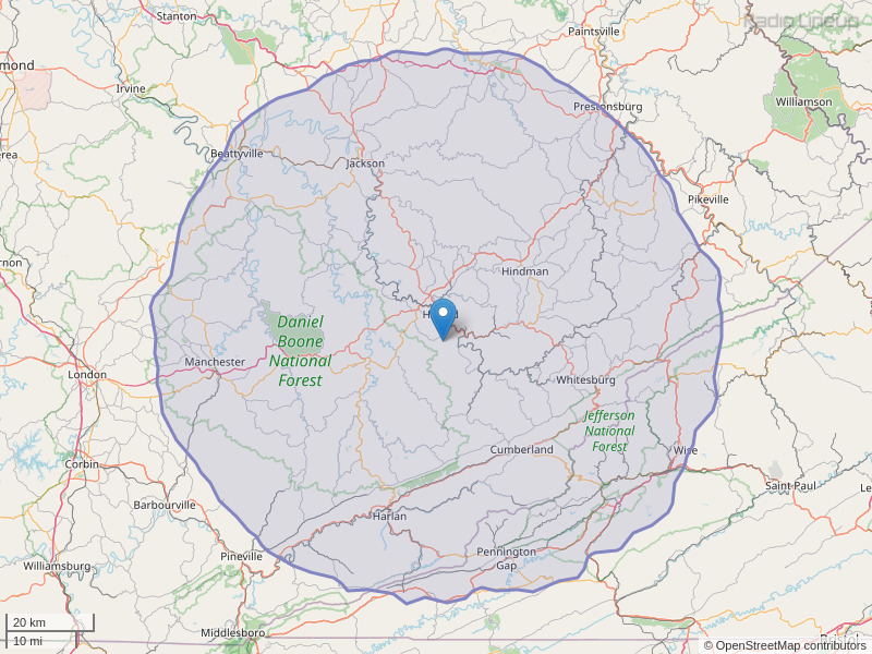 WEKH-FM Coverage Map