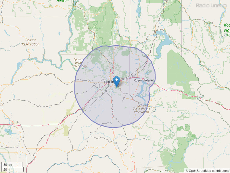 KEWU-FM Coverage Map