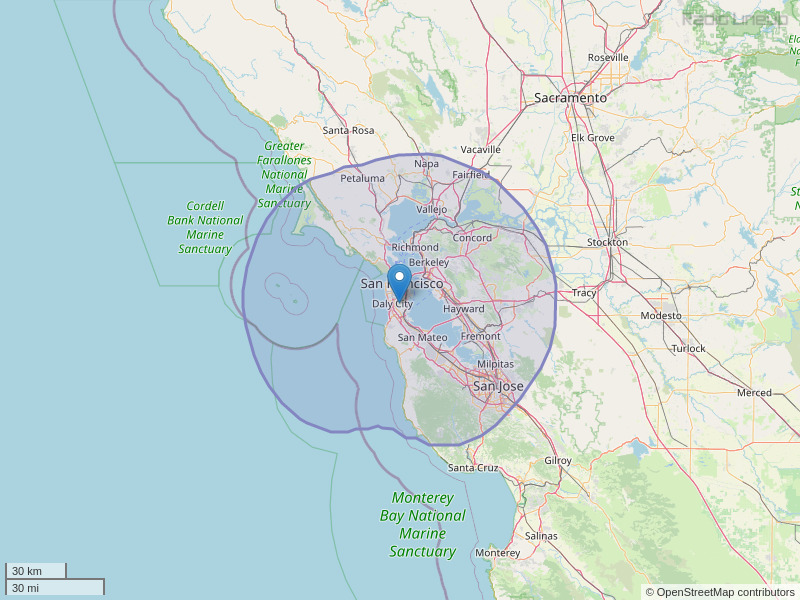 KITS-FM Coverage Map