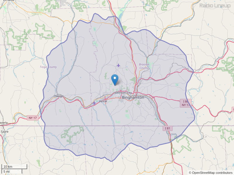 WBBI-FM Coverage Map