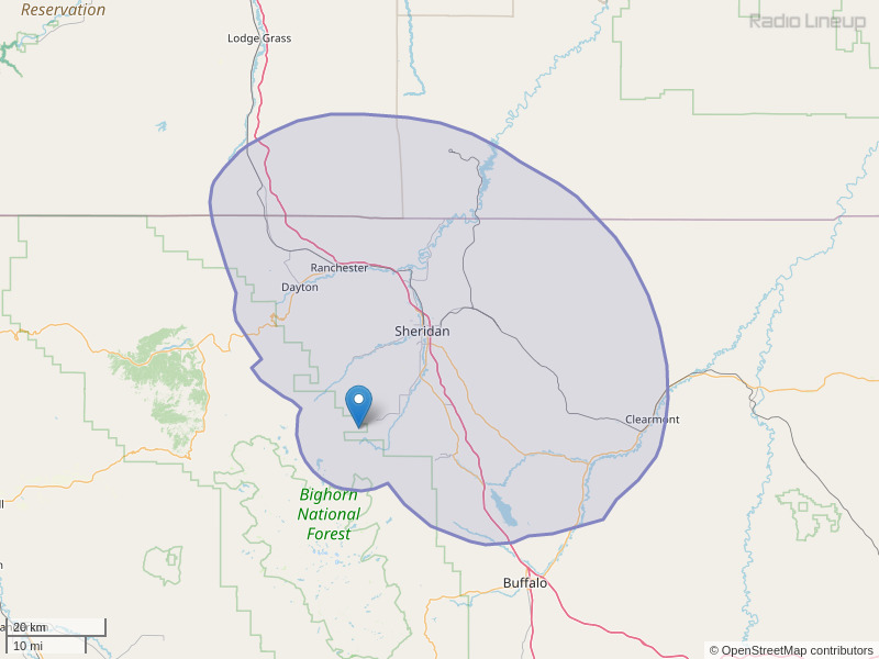 KOWY-FM Coverage Map
