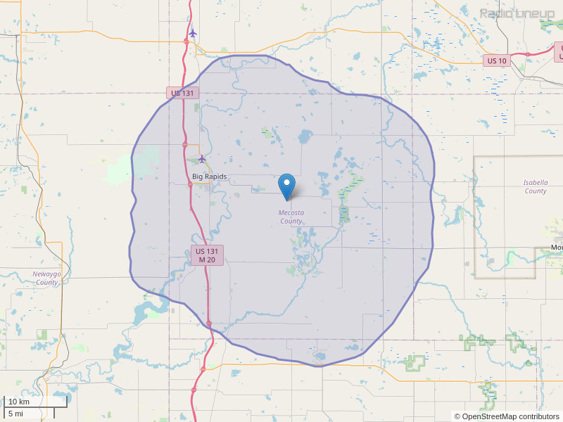 WBZX-FM Coverage Map