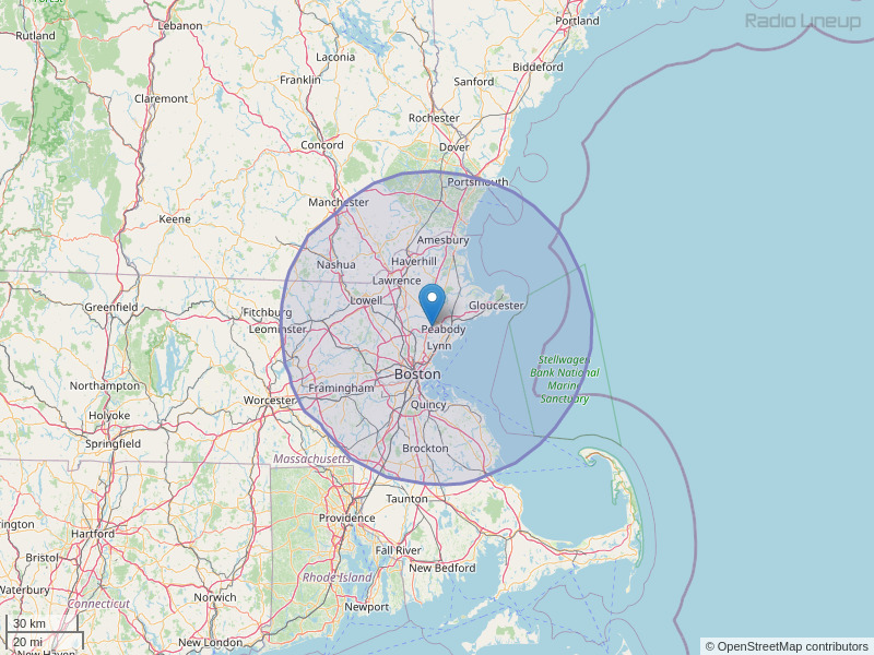 WEEI-FM Coverage Map