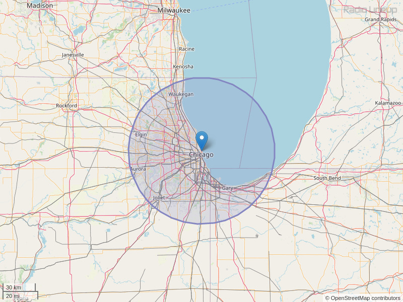 WKQX-FM Coverage Map