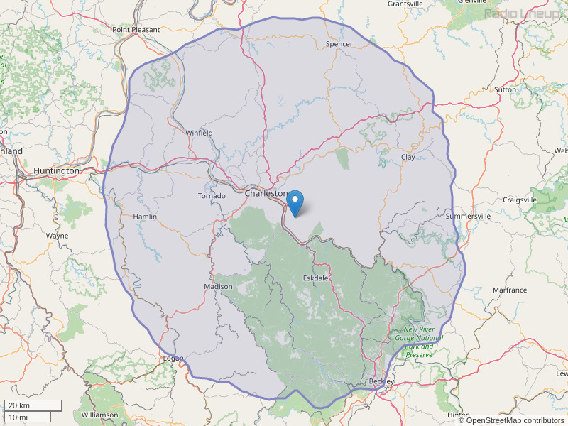 WKAZ-FM Coverage Map