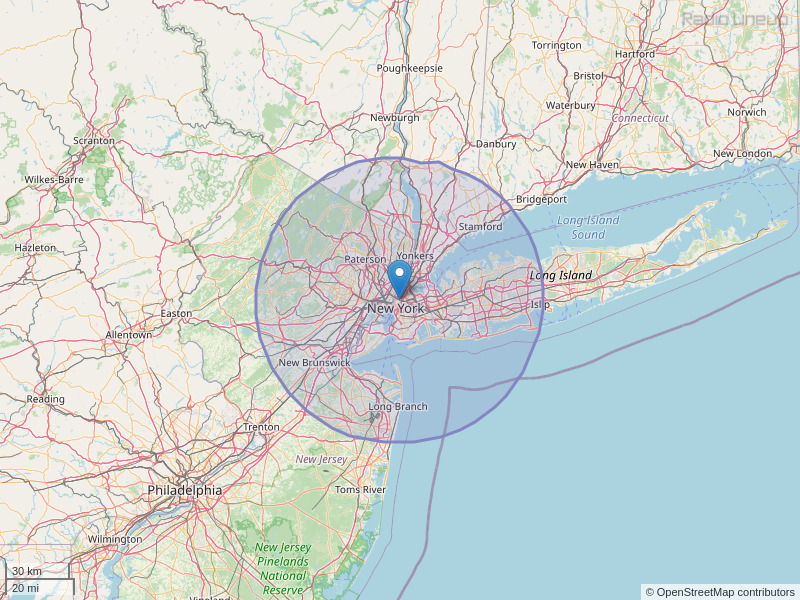 WQHT-FM Coverage Map