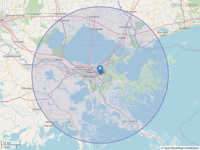 WEZB-FM Coverage Map