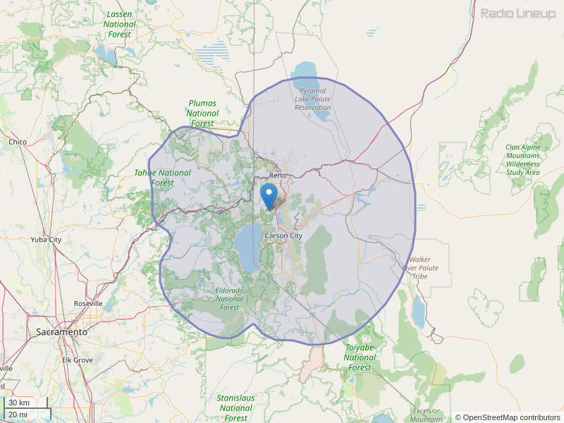 KRNO-FM Coverage Map