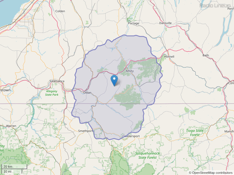 WCOV-FM Coverage Map