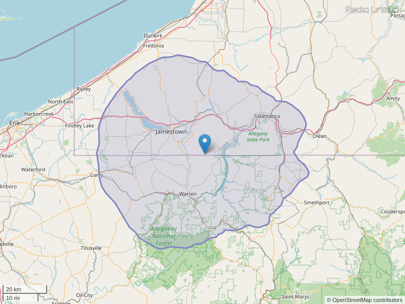 WCOT-FM Coverage Map