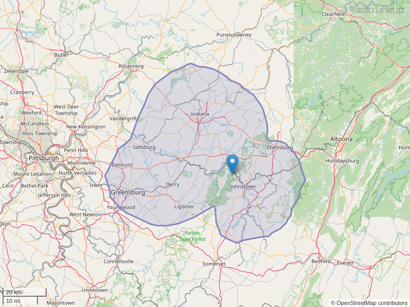 WCOA-FM Coverage Map