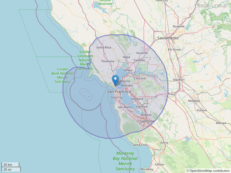 KFRC-FM Coverage Map