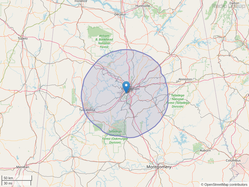 WDXB-FM Coverage Map