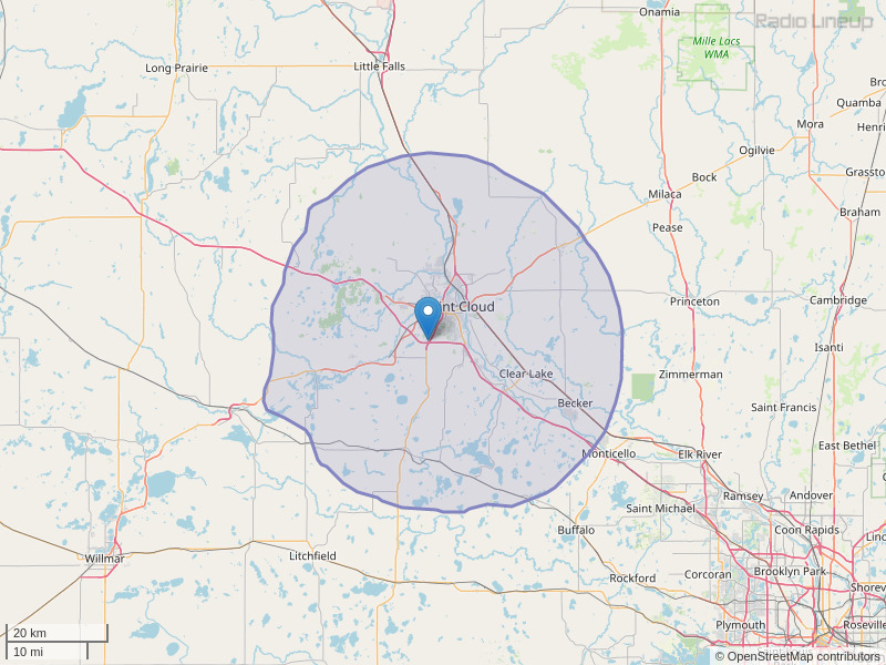 KCFB-FM Coverage Map