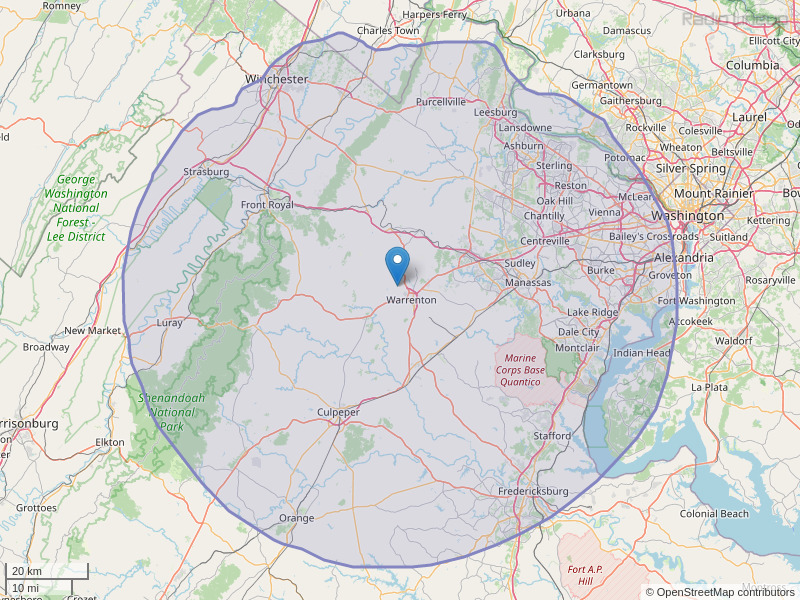 WWWT-FM Coverage Map