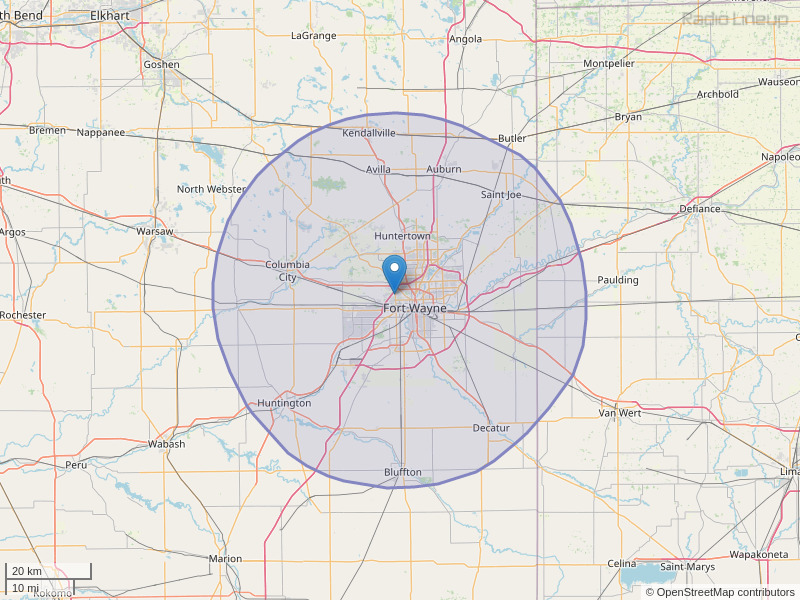 WXKE-FM Coverage Map