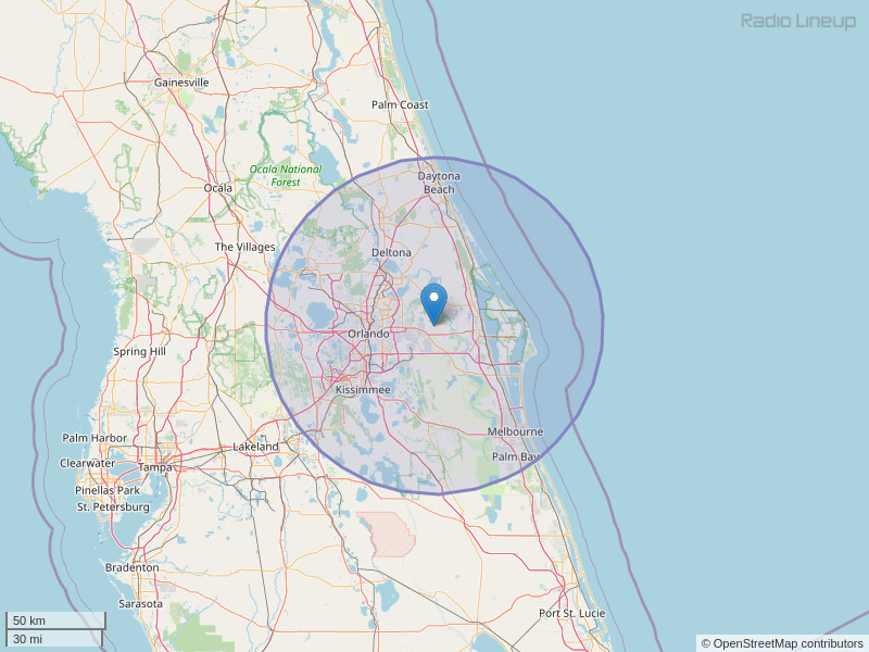 WOEX-FM Coverage Map