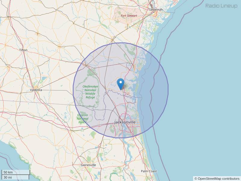 WSOL-FM Coverage Map