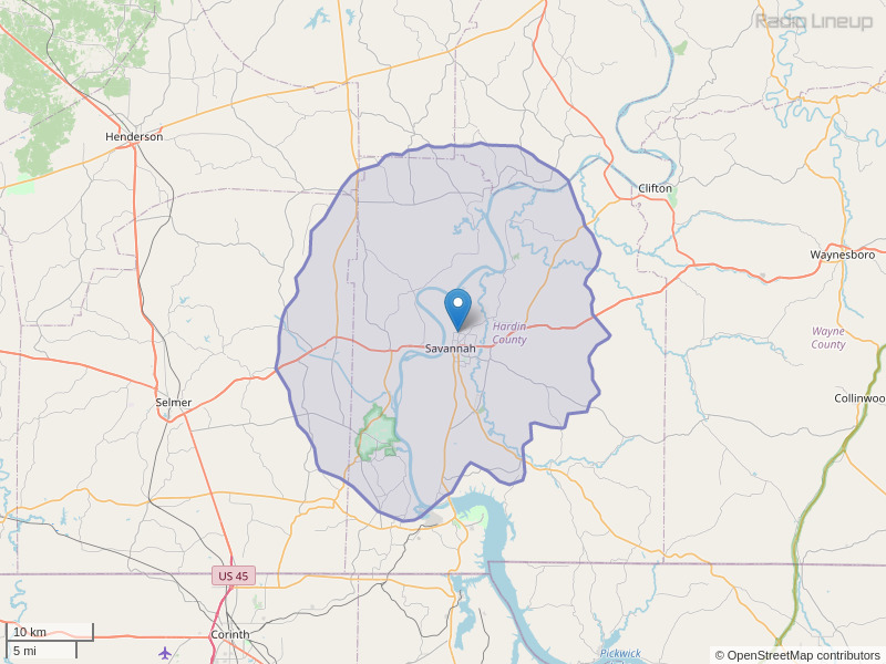 WORM-FM Coverage Map
