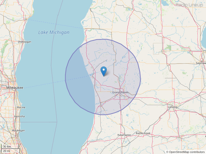 WSNX-FM Coverage Map