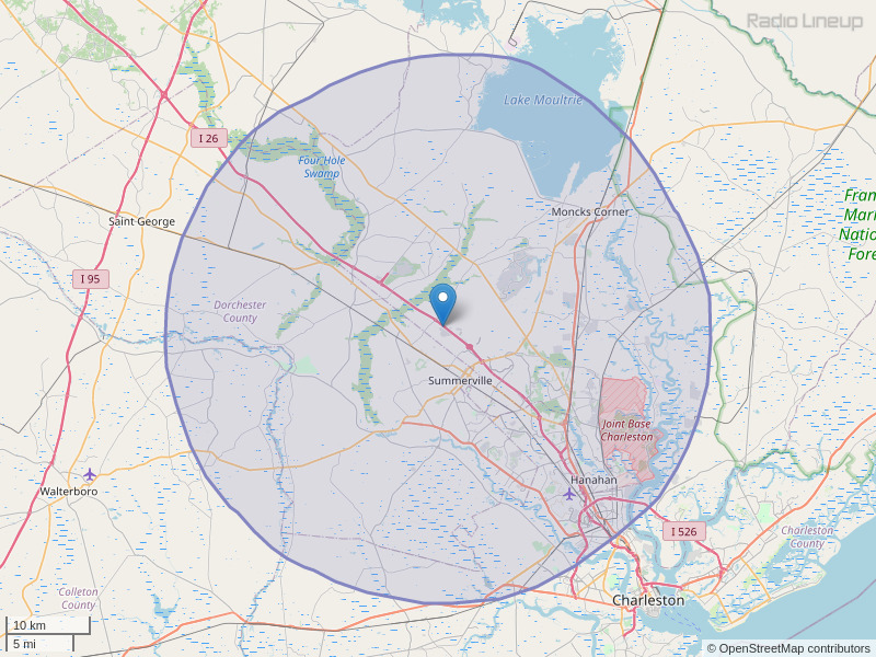 WAYA-FM Coverage Map