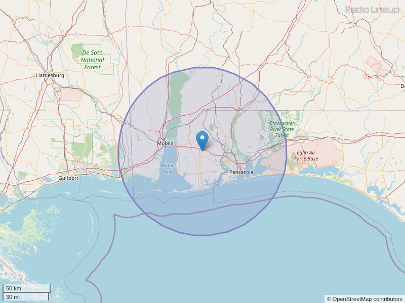 WBLX-FM Coverage Map