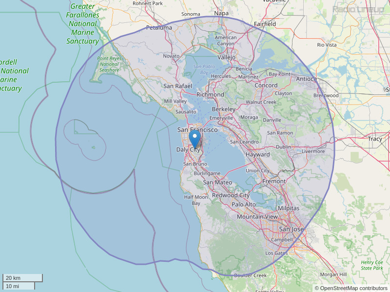 KGMZ-FM Coverage Map